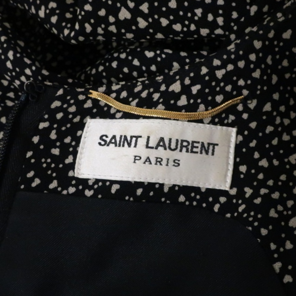 Saint Laurent Dress Black Heart Print Crepe - Picture 7 of 8